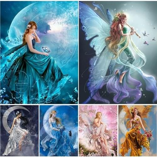 5D Diamond Painting Full Square Fantasy Moon Girl DIY Cross Stitch Kits Diamond Embroidery Mosaic Picture Rhinestones Decor Gift