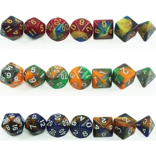 7pcs/set Acrylic Polyhedral Dice Colorful Plastic Dice Set Board Game