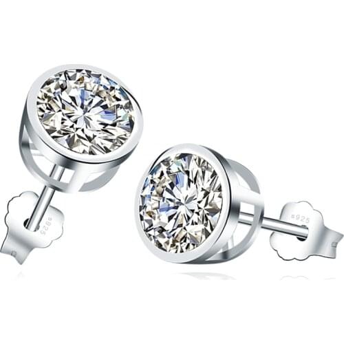 925 Sterling Silver Women Men Stud Earrings Zircon Small Earring For Gilr Fashion Jewelry 2020 New