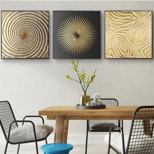 Abstract Black and Gold Canvas Painting Art Printed Poster Painting Figure HD Prints Wall Picture for Living Room Cuadros