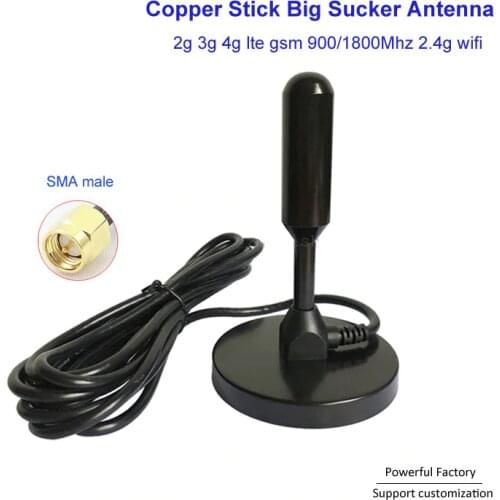Super copper rod 40dbi outdoor indoor magnetic 2g 3g 4g lte gsm car antenna 2.4g wifi RG58 cable 3M feeder SMA male connector