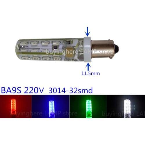 BA9S 220V lighting led 3014 32smd mechanical equipment Warning illumination Instruction light bulb 220v BA9S 1.5W red blue green