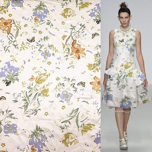 Floral print design pure silk satin fabric flower design smooth for dress,SSC433