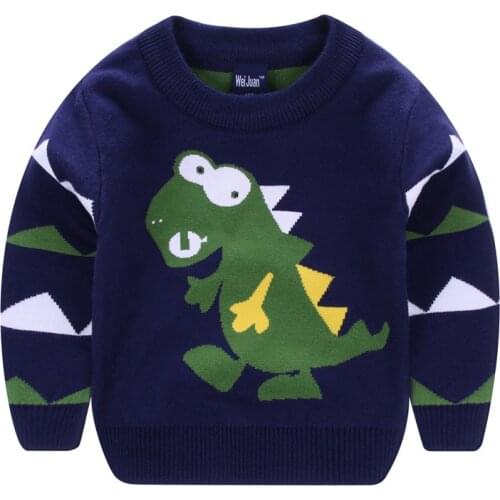 Kids Boys Sweaters Autumn Winter Cartoon Dinosaur Giraffe Knitted Top Long Sleeve Warm Pullover Children Clothing