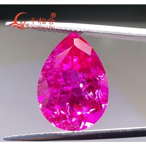 Pear shape ruby 3# pink color artificial ruby natural cut including minor cracks and inclusions corundum loose gem stone
