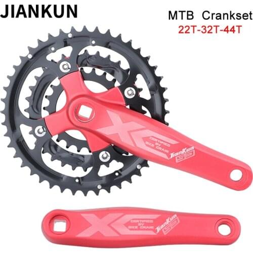 JIANKUN MTB Square Hole Crank 170mm 22-32-44T Detachable Three-speed Competitive 8/9 Speed Bicycle Crankset