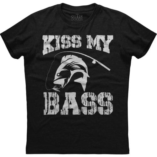 Kiss My Bass Fishing Large Mouth. Funny Graphic Phrase Angler T-Shirt. Summer Cotton O-Neck Short Sleeve Mens T Shirt New S-3XL