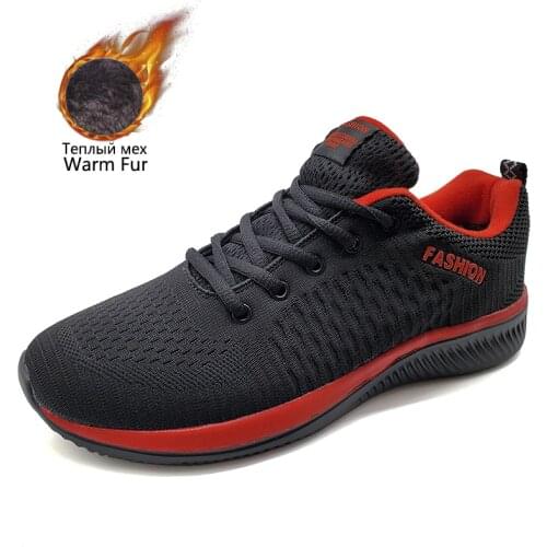 Winter Men Casual Shoes Outdoor Warm Fur Sneakers Fashion Male Snow Walking Shoes Lightweight Non-Slip Lace-Up Men Shoes