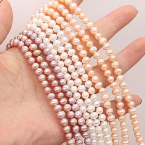 Natural Freshwater Pearl Beads High Quality Round Bead for DIY Jewelry Making Necklaces Bracelet Length 36cm/Strand Size 5-5.5mm