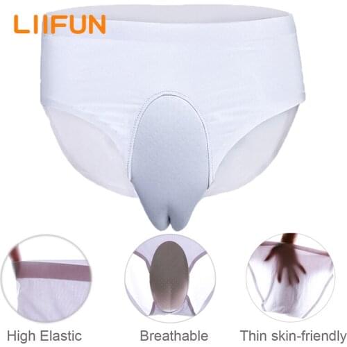 Liifun Realistic Fake Vagina Panties Camel Toe Knickers Shape Ice Silk Panty Underwear for Transgender Crossdresser Drag Queen