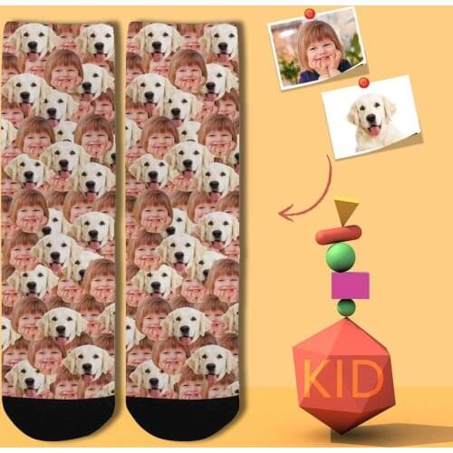 M Yescustom Custom Dog Cute Face All You Children Personalized Sublimated Novelty Socks with Design Photo Print For Pet Lovers