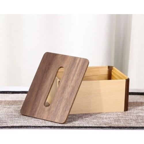 MLGB 2PCS Black Walnut Napkins Holder Solid Wood Pumping Paper Storage Box Bedroom Tissue Boxes Living Room Decoration
