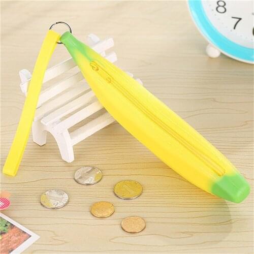 Creative Banana Pencil Case For Kids Kawaii Silicone Green Onions Pen Pouch Storage Bags Cute Stationery Office School Supplies