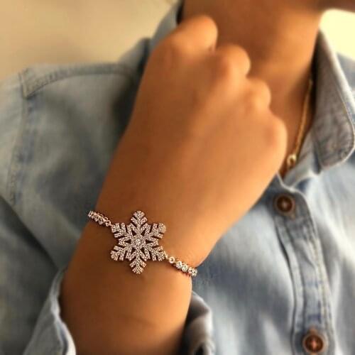 My Snowflake 925 Sterling Silver Elevator Wristband Women Girls Jewelry Accessories Fashion Handmade Bracelet