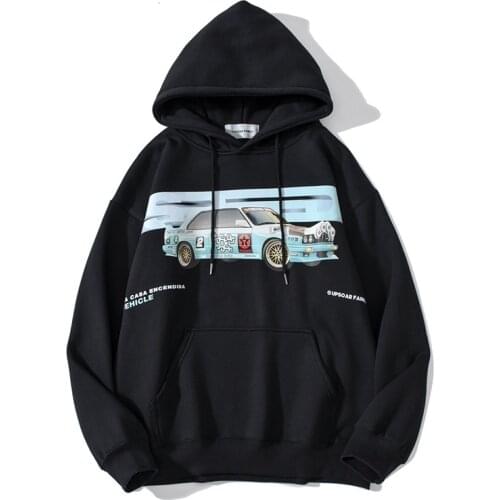 New Style Popular Logo Pure Cotton Chinese Print Loose Hooded Top Lovers Pullover Hoodie Sweatshirt