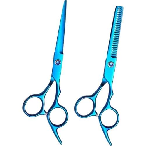 6 Inch Blue Japan Stainless Steel Barber Salon Dog Hair Grooming Cutting Thinning Scissors Shears