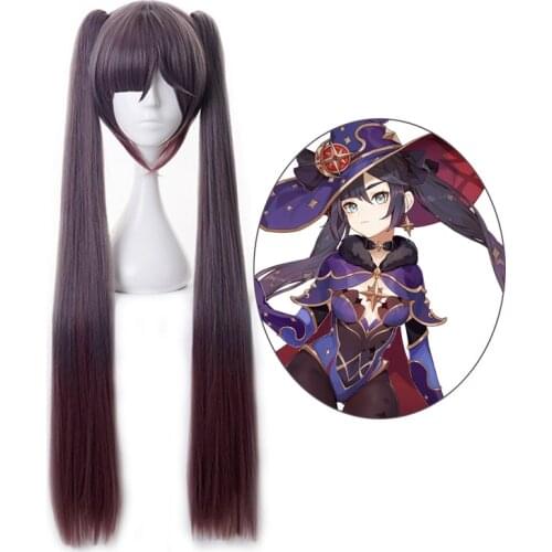 Game Genshin Impact Mona Megistus Long Ponytails Wig Cosplay Costume Heat Resistant Synthetic Hair Women Party Role Play Wigs