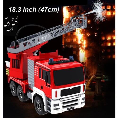 2.4g Large Remote Control Fire Truck Construction Vehicle 18.3 Inch Toy Car Children Electric Spray Water