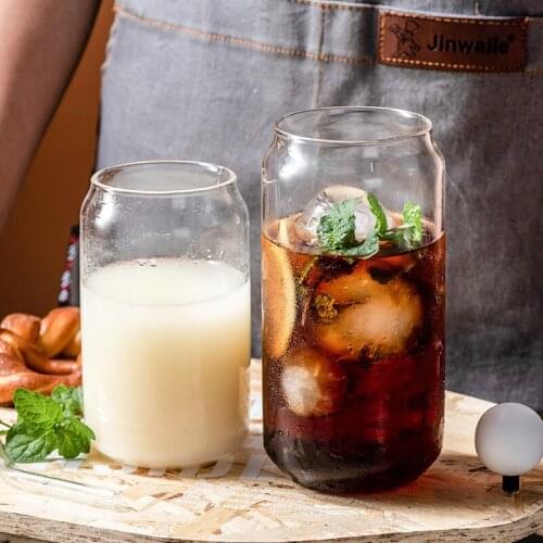 500ML Transparent Milk Cup Nordic Minimalist Style Glass Cups Portable Drinkware With Straw Juice Cold Drink Beer Glass Cup