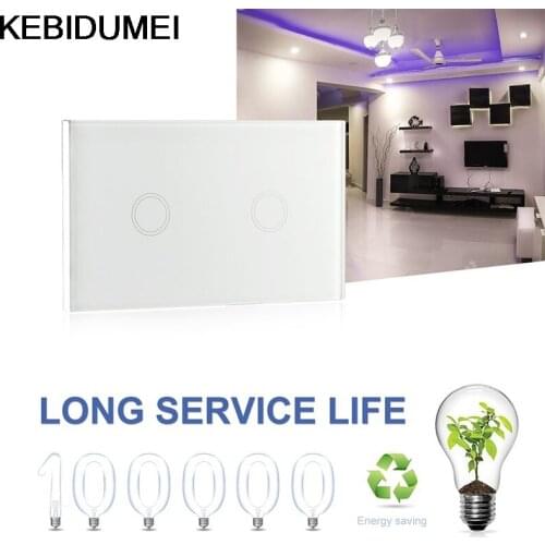 Switch Touch Light Switch Remote Control Switch 110V 2 Gang 1 Way RF433 Wireless Smart Wall Switch Buttons 20M Sensor Switch