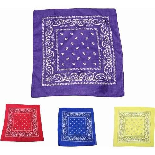 Bandana scarf with square black white paisley pattern on both sides