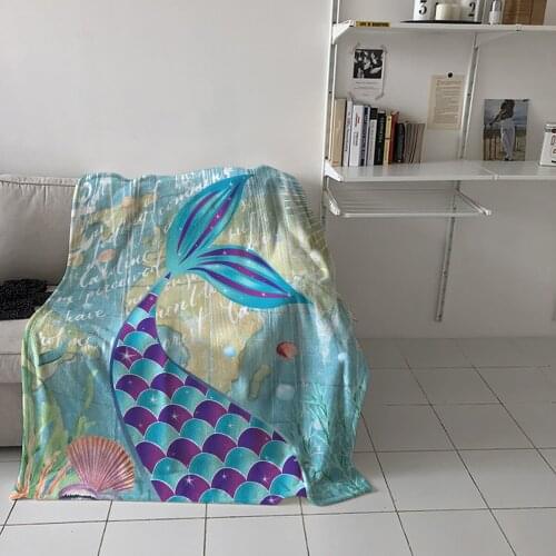 Bedroom Warm Blankets Mermaid Shell Starfish Map Sofa Throw Blankets Childrens Baby Soft Blankets Airplane Portable Blanket