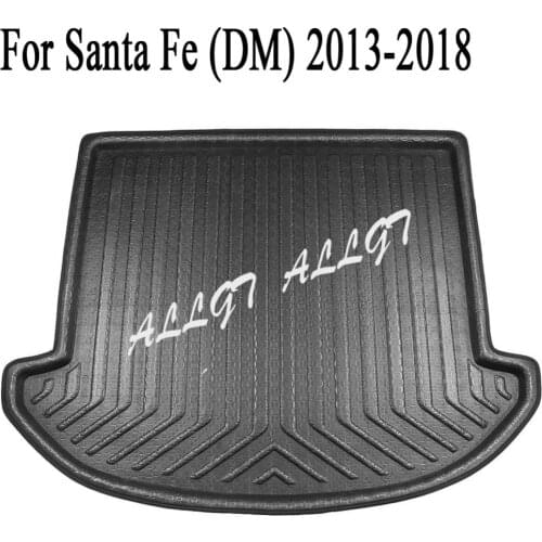 Waterproof Rear Trunk Linear Cargo Floor Mat Automotive for 2013 2014 2015 2016 2017 2018 Hyundai Santa Fe (DM) 7 Seats Black