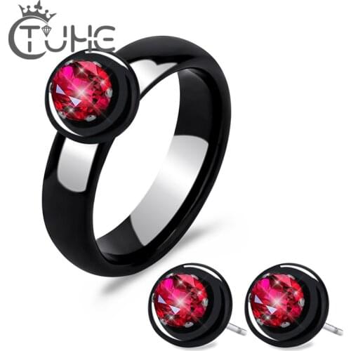 Healthy Ceramic Indian Wedding Crystal Jewelry Set Earrings & Ring for Women Bridal Earrings One Ring For Wedding Gift Wholesale