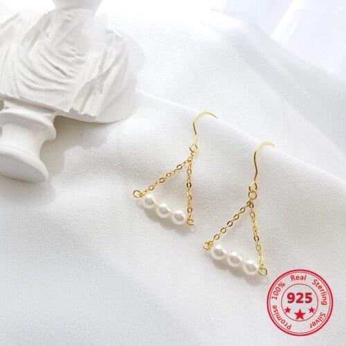 Korea New Style 925 Sterling Silver Earrings for Women Simple Fashion Chic Gold Pendant Necklace Jewelry