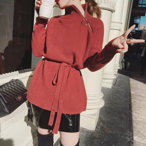 Spring Autumn Solid Color Pullover Sweater Womens 2021 New Fashion All-Match Long Sleeve Knitting Turtleneck Sweater Tops Female