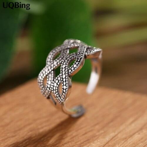 100% 925 Sterling Silver Open Retro Ring Women Jewelry 2019