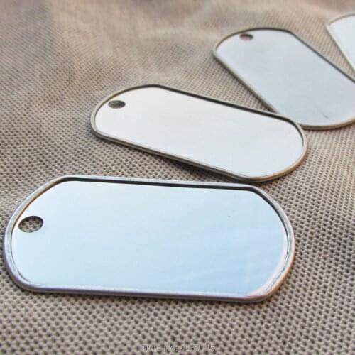 Stainless Steel Curling Edge Rolled Army Dog Tags Suitable for Punching Machines 100sets/lot Wholesale