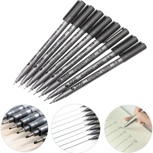 1X Black Fine Line Pen Waterproof Writing Marker Sketching Art Pens 0.1mm
