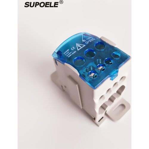 1PC UKK80A AC/DC 1000V 80A Connector Terminal Block 1 In Six Out Din Rail Distribution Box
