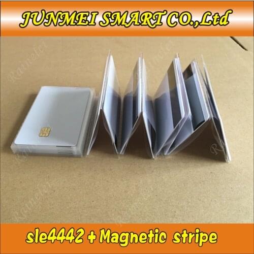10pcs 2 in 1 Blank 4442 Magnetic Contact IC Chip Card With SLE 4442 Chip &With Hico Magnetic Stripe Smart Card Combi-card