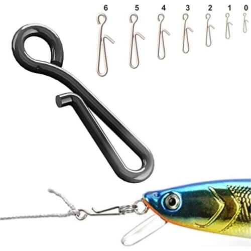 100pcs Size 0-6 Fishhook Lure Swivels Tackle Fishing Accessories Connector Pin Bearing Rolling Swivel Stainless Steel Snap