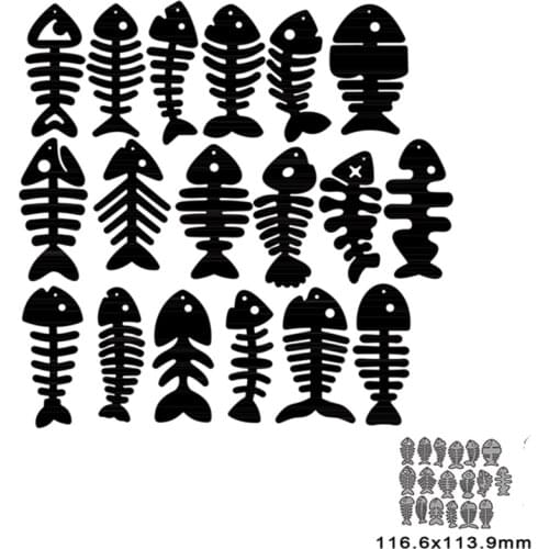 18pcs Fish Bones Metal Cutting Dies For DIY Scrapbook Cutting Die Paper Cards Embossed Decorative Craft Die Cut New