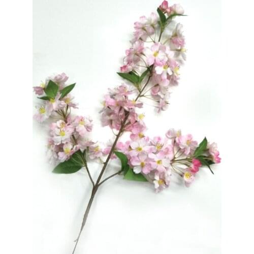 2pcs Artificial Malus spectabilis Flower Branch For Plant Wall Background Wedding Home Hotal Office Bar Decorative