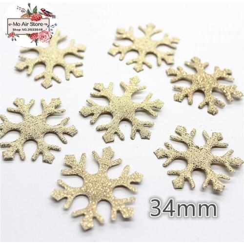 50pcs Cloth Sequins patches Christmas golden snowflake leaf Appliques for clothes Sewing Supplies diy craft ornament