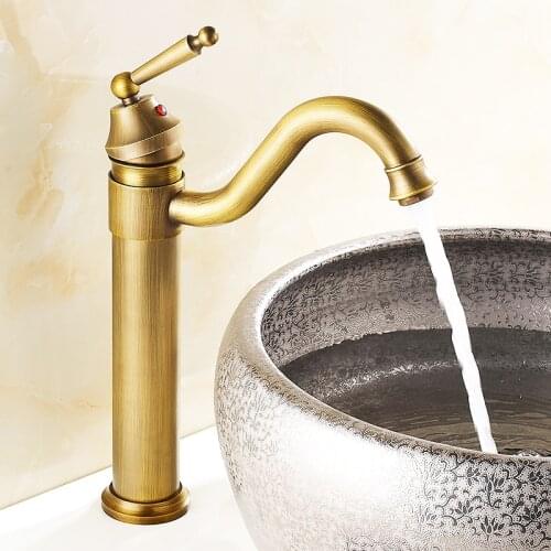 Antique Brass Gooseneck Single Handle Swivel Kitchen Bathroom Sink Basin Faucet Mixer Taps anf015