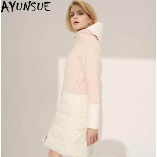 AYUNSUE Real Fur Coat Female Jacket Womens Winter Down Jacket Woman Sheep Shearling Duck Down Coats and Jackets Abrigos YDL002