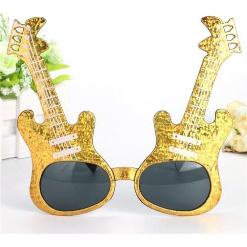 Glitter Golden Violin Shape Eye Glasses Musical Instruments Cosplay Party Photobooth Sunglasses Costume Accessory