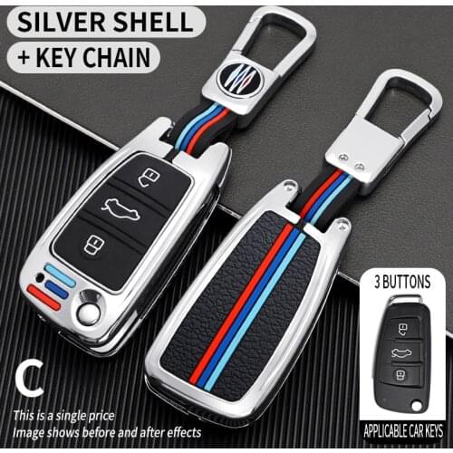 Zinc Alloy Car Key Case Cover for Audi C6 A1 A3 C5 Q3 B6 B7 B8 A4 A5 A6 A7 A8 Q5 Q7 R8 TT S5 S6 S7 S8 SQ5 RS5 Holder Shell