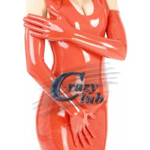 Crazy club_New arrival Latex zentai gloves arm length Women Bodysuit Sex Latex Gothic Sexy Lingerie Long Gloves Erotic Cekc Sale