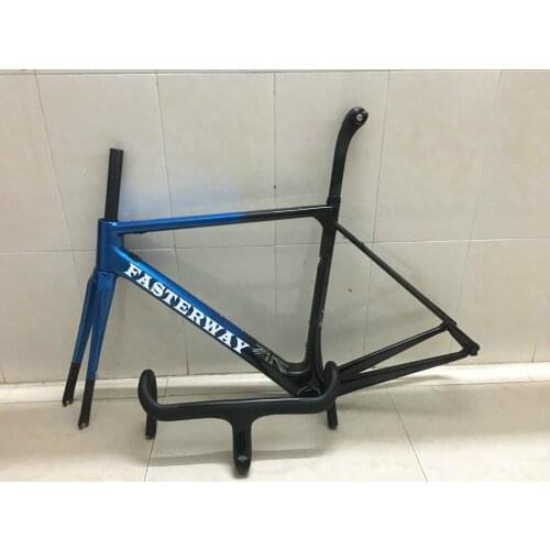 Chrome color !Fasterway O2 Black with Blue Carbon Road Frameset:carbon Frame+Seatpost+Fork+Clamp+Headset,ems free shipping