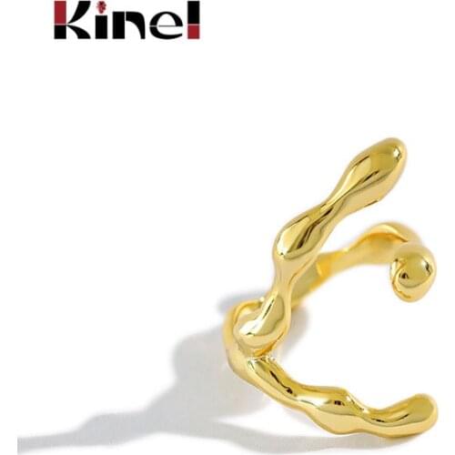 Kinel Ring Korea 100% Sterling Silver 925 Irregular Open Adjustable Rings for Women Fine Jewelry Gifts Free Size