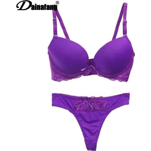 New Sexy Female Bra Sets Solid Lace Bow Decorative Lady Cotton Lingerie Fashion BCDE Cup Girls Underwear For Women