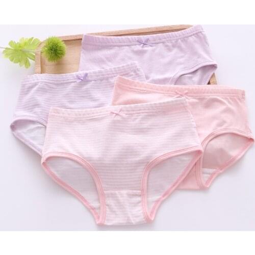 4Pcs/Lot Girls Panties Set High Quality Cotton Kids Girl Panties Solid Pink Designs Childrens Panties 2-15Y Kids Underwear