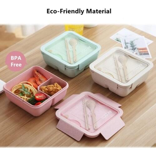 Wheat Straw Lunch Box Sealing Tape Spoon Chopsticks Bento Boxes Microwave Dinnerware Food Storage Container Lunchbox