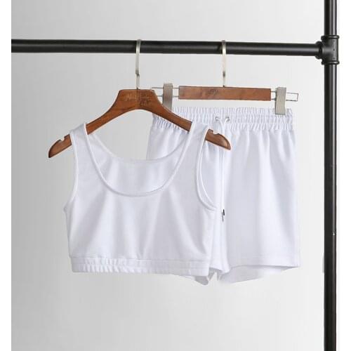 Womens Tracksuit Summer Clothing 2021 Women Sets U Neck Crop Top Drawstring Shorts Sets 2 Piece Sets Womens Outfits Sportswear